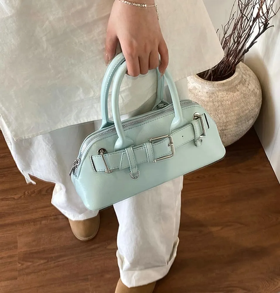 Women's Y2k Purse Buckle Belt Leather Tote Handbag Trendy Top Handle Shoulder Bag Satchel Underarm Crossbody Purses