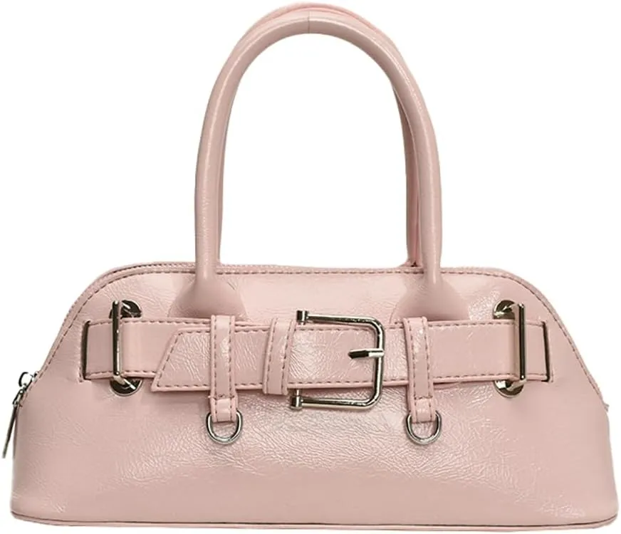 Women's Y2k Purse Buckle Belt Leather Tote Handbag Trendy Top Handle Shoulder Bag Satchel Underarm Crossbody Purses