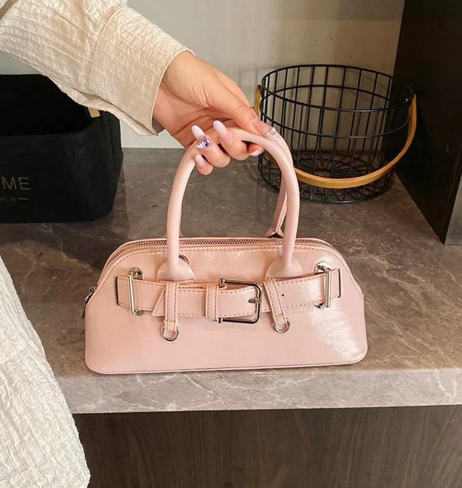 Women's Y2k Purse Buckle Belt Leather Tote Handbag Trendy Top Handle Shoulder Bag Satchel Underarm Crossbody Purses