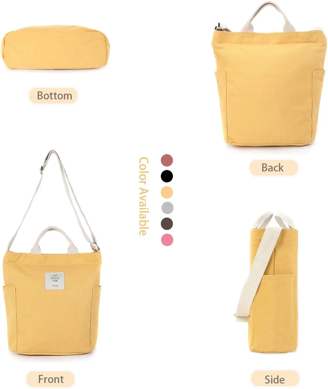 Worldlyda Women Canvas Tote Purse Large Shoulder Bag Casual Crossbody Hobo Top Handle Handbags