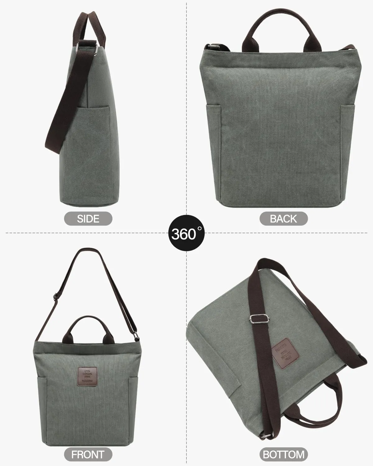 Worldlyda Women Canvas Tote Purse Large Shoulder Bag Casual Crossbody Hobo Top Handle Handbags