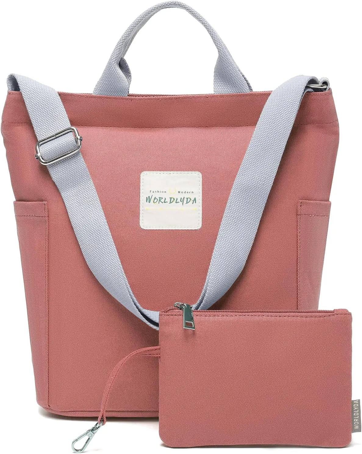 Worldlyda Women Canvas Tote Purse Large Shoulder Bag Casual Crossbody Hobo Top Handle Handbags