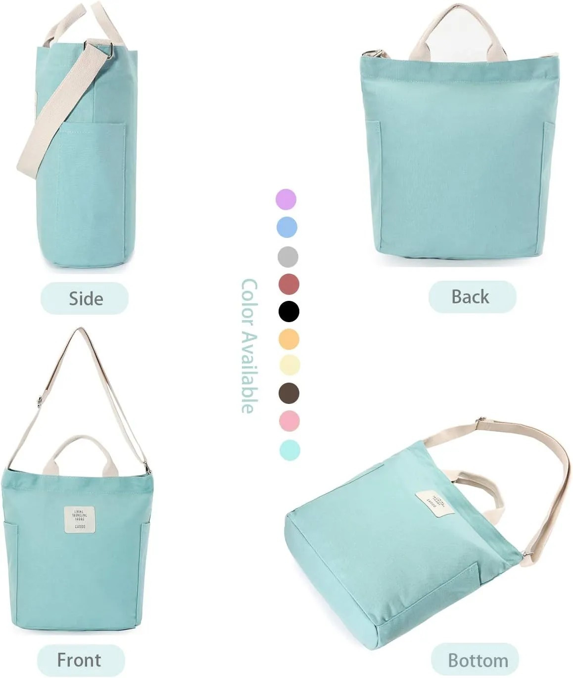 Worldlyda Women Canvas Tote Purse Large Shoulder Bag Casual Crossbody Hobo Top Handle Handbags