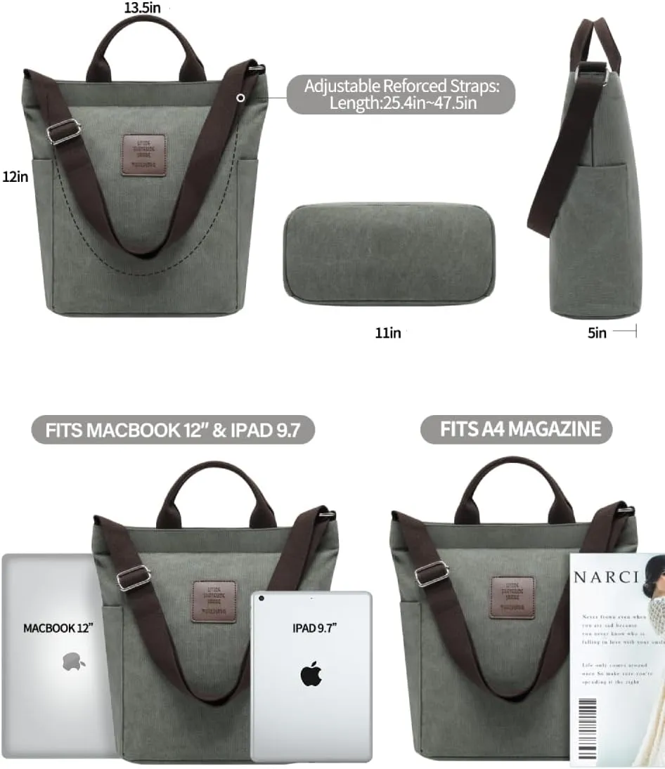 Worldlyda Women Canvas Tote Purse Large Shoulder Bag Casual Crossbody Hobo Top Handle Handbags