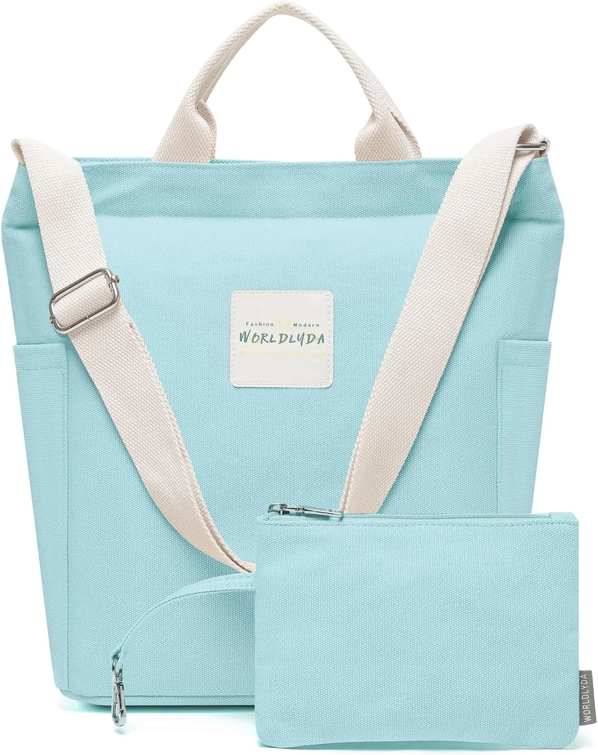Worldlyda Women Canvas Tote Purse Large Shoulder Bag Casual Crossbody Hobo Top Handle Handbags