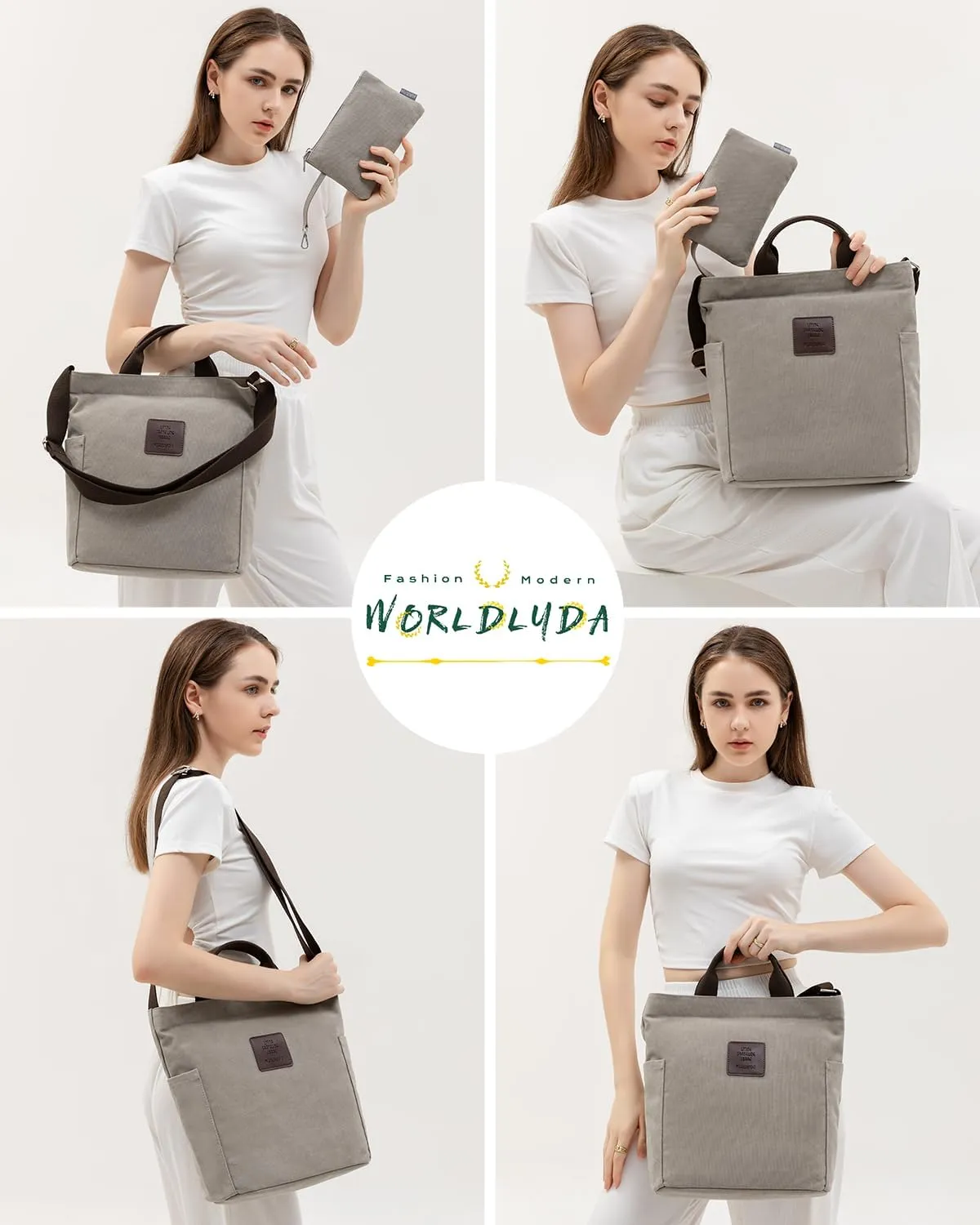 Worldlyda Women Canvas Tote Purse Large Shoulder Bag Casual Crossbody Hobo Top Handle Handbags