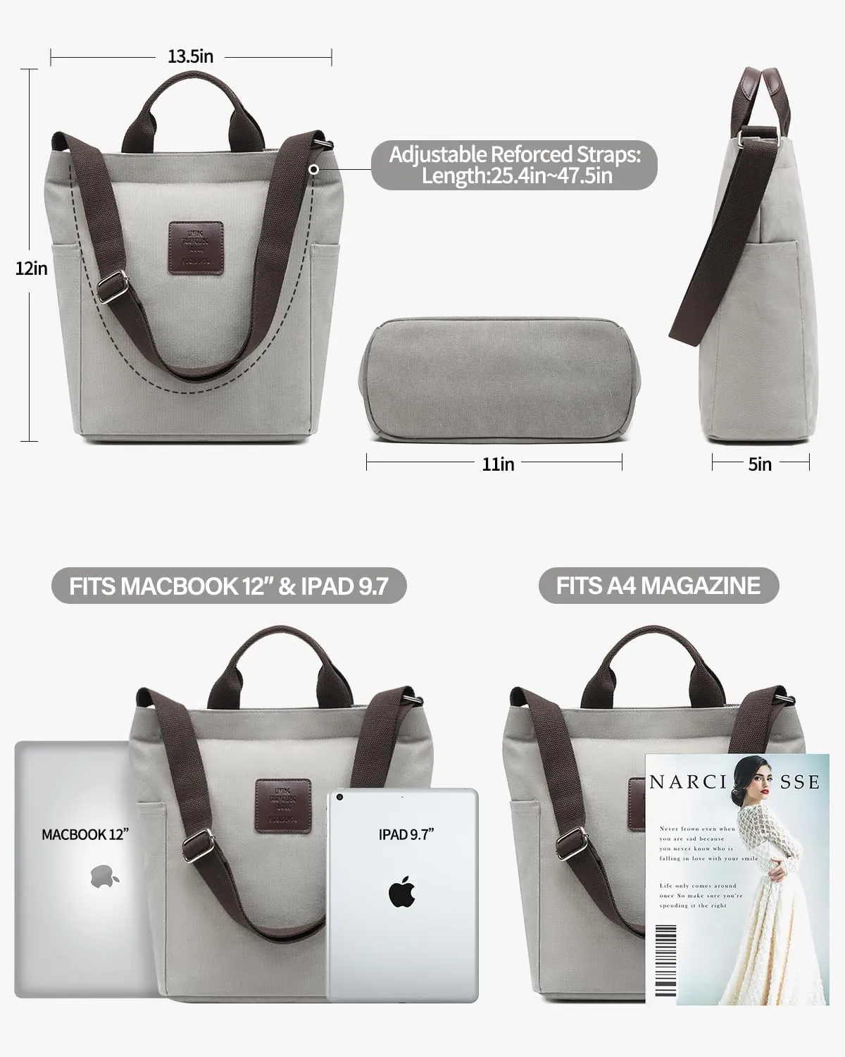 Worldlyda Women Canvas Tote Purse Large Shoulder Bag Casual Crossbody Hobo Top Handle Handbags