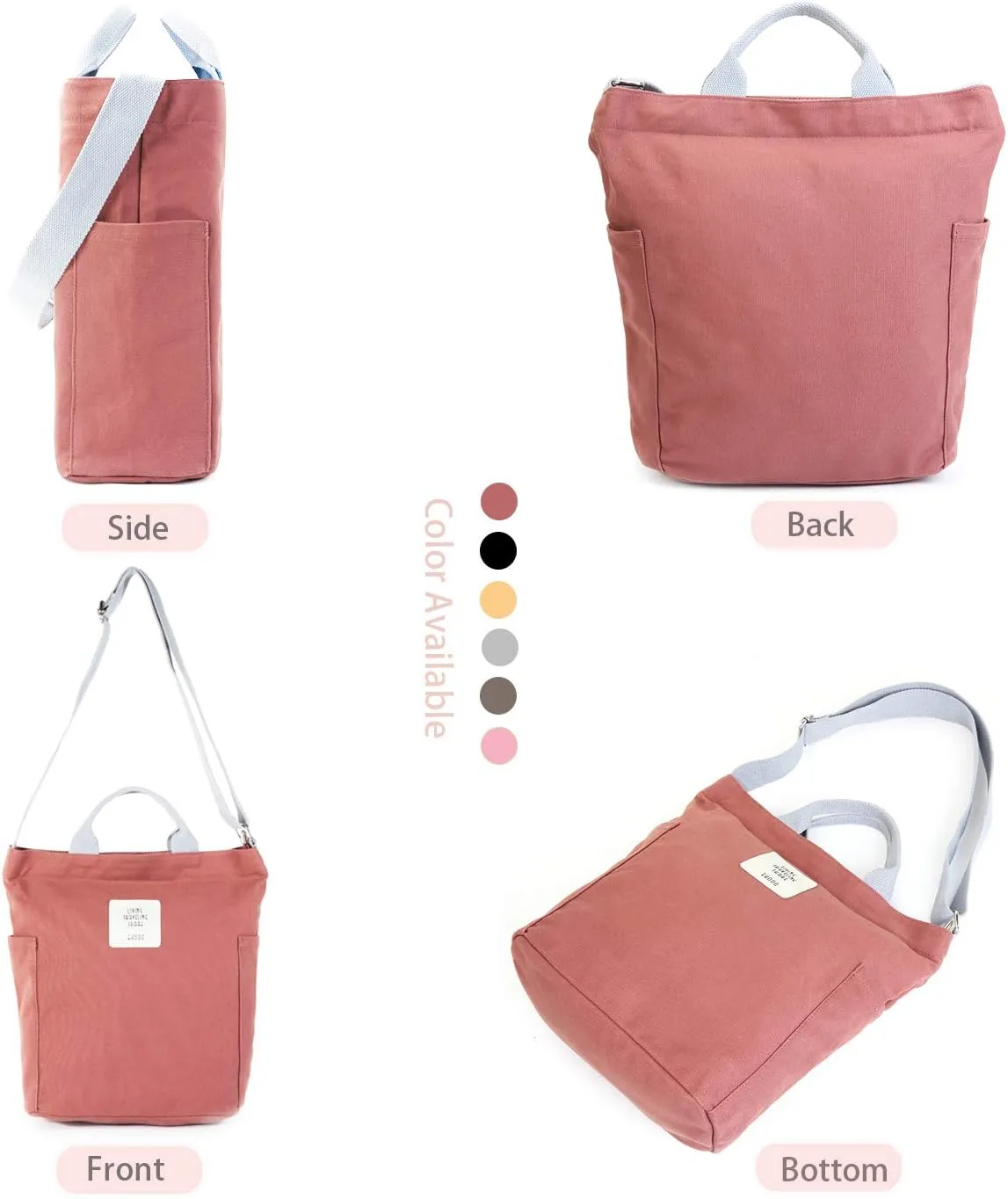 Worldlyda Women Canvas Tote Purse Large Shoulder Bag Casual Crossbody Hobo Top Handle Handbags