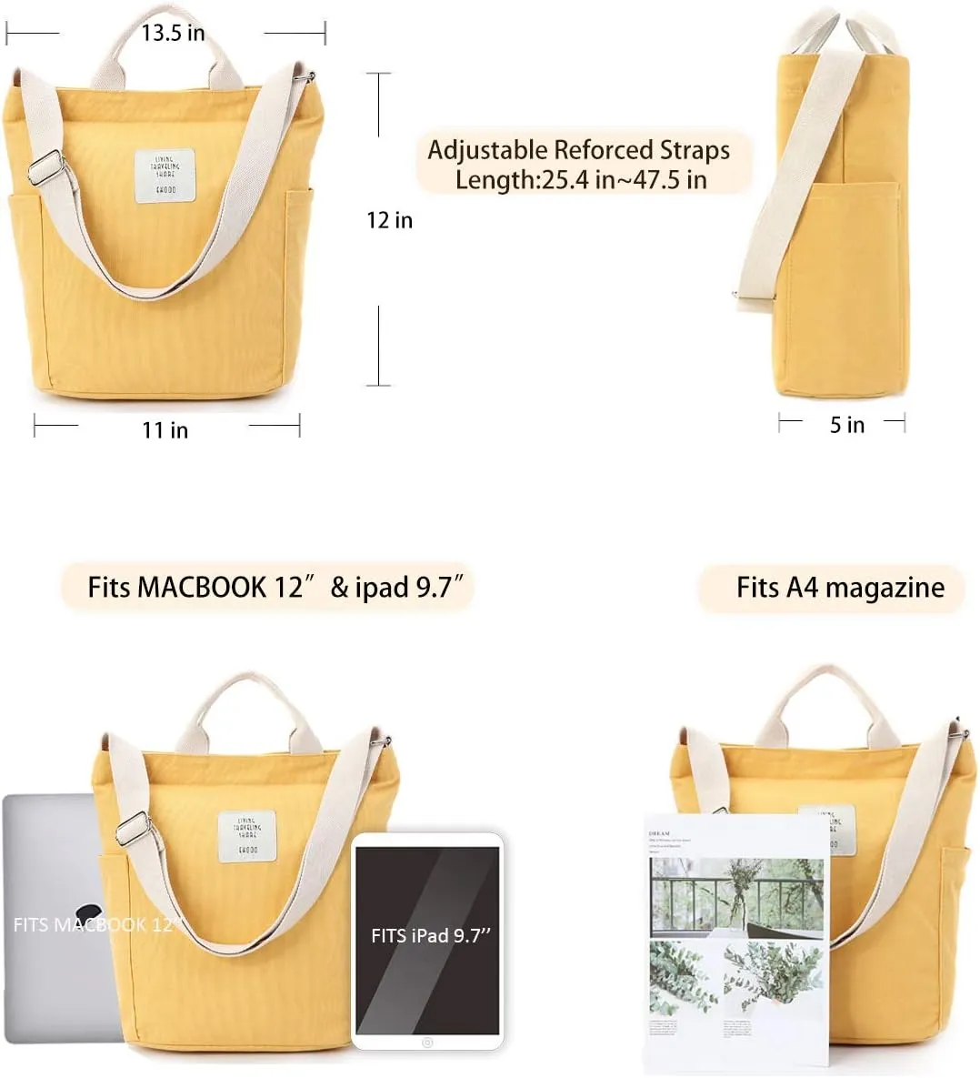 Worldlyda Women Canvas Tote Purse Large Shoulder Bag Casual Crossbody Hobo Top Handle Handbags