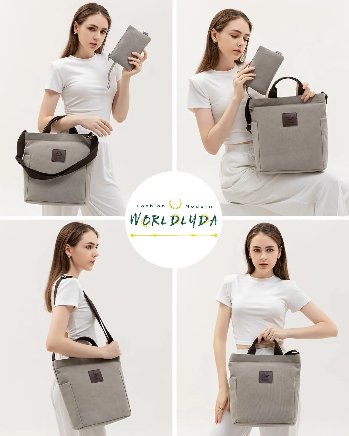 Worldlyda Women Canvas Tote Purse Large Shoulder Bag Casual Crossbody Hobo Top Handle Handbags