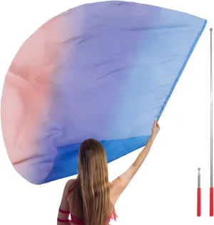 Worship Flags with Scalable Rod, 59" Semicircle Sheer Silk-like Chiffon Flag for Dance Practice Performance, Church Praise Dance Flags, Spinning Veil Scarf Poi Ribbon, Banderas de Danza, Large (B3)