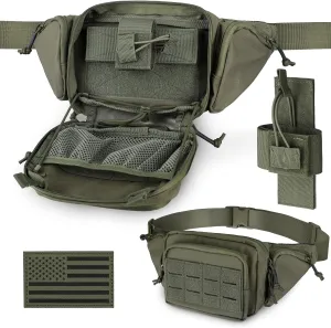 WYNEX Concealed Carry Fanny Pack Pistol Pouch, Tactical Fanny Pack Handgun Pouch with Universal Pistol Holster CCW EDC Waist Pack of Adjustable Paracord Suspension System for Men