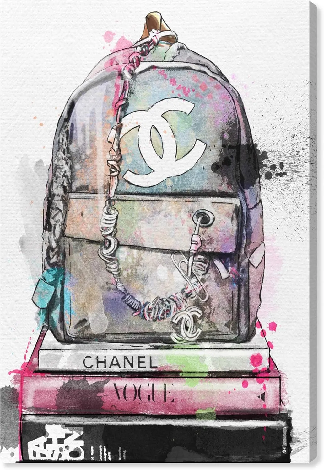 Wynwood Studio Glam Wall Art Canvas Prints 'School of Fashion' Handbags Home Décor, 16" x 24", White, Gray