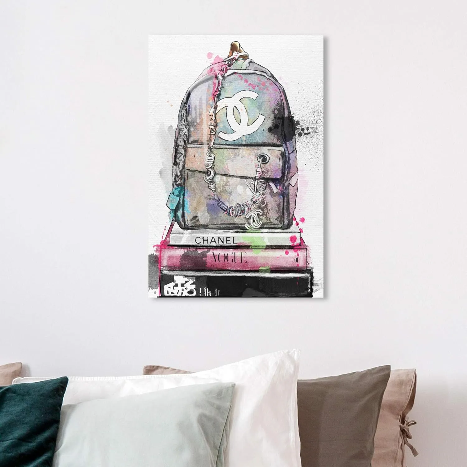 Wynwood Studio Glam Wall Art Canvas Prints 'School of Fashion' Handbags Home Décor, 16" x 24", White, Gray