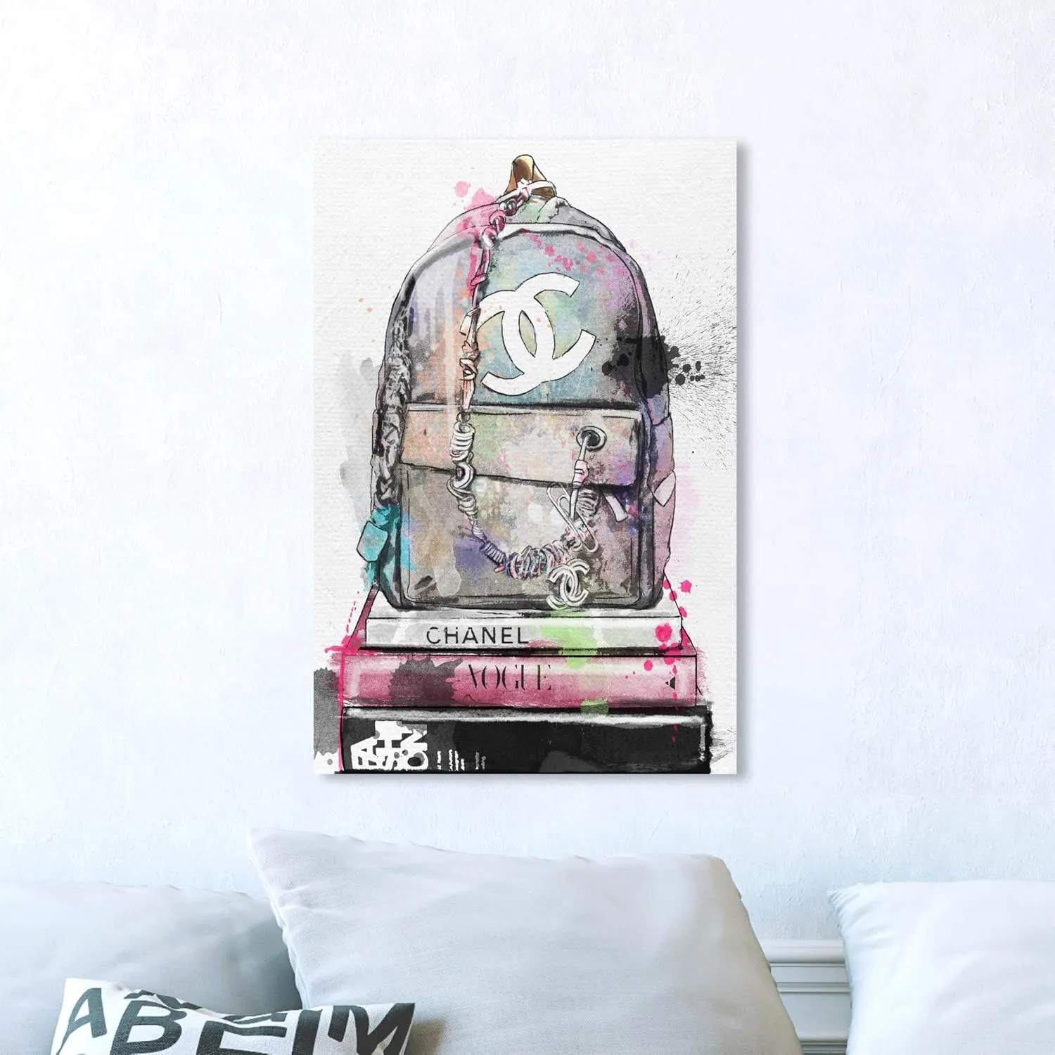 Wynwood Studio Glam Wall Art Canvas Prints 'School of Fashion' Handbags Home Décor, 16" x 24", White, Gray