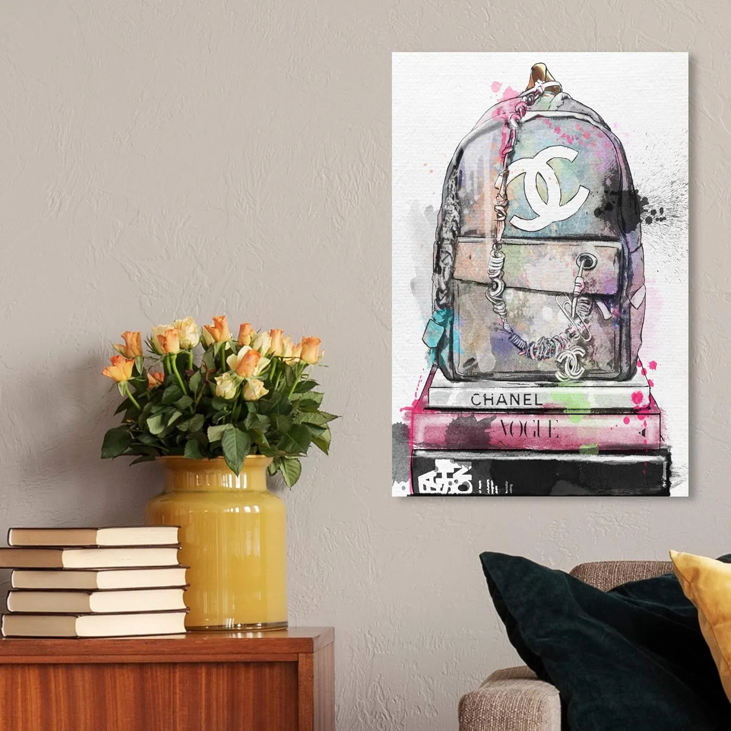 Wynwood Studio Glam Wall Art Canvas Prints 'School of Fashion' Handbags Home Décor, 16" x 24", White, Gray