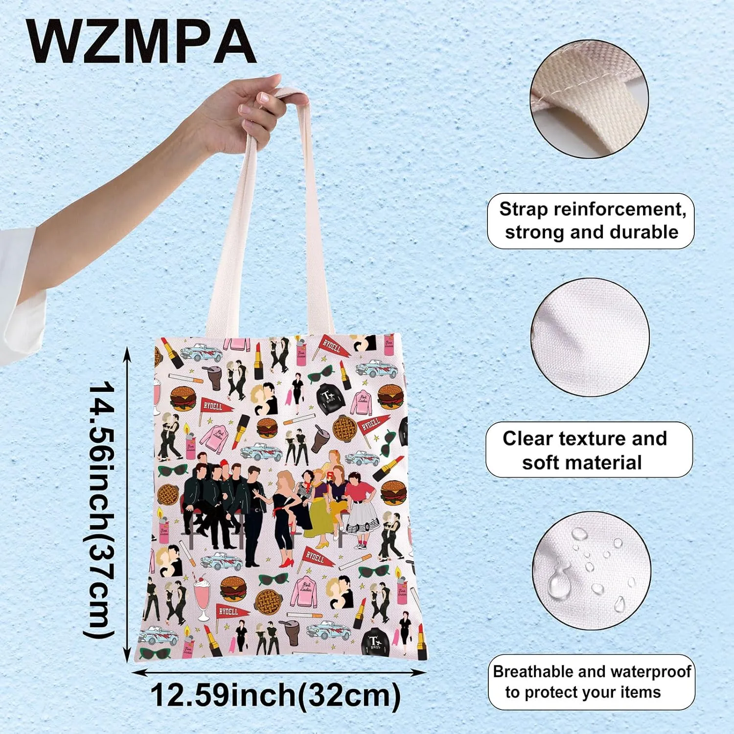 WZMPA Danny & Sandy Travel Makeup Bag Danny & Sandy Inspired Gift Theater Musical Zipper Pouch Bag (RYDELL TG)