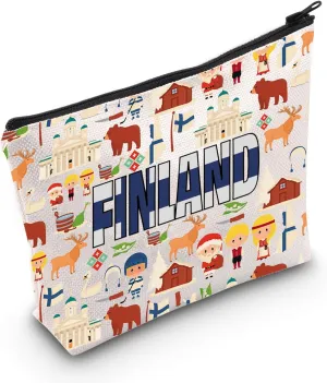 WZMPA Finland Travel Makeup Bag Finland Journey Gift Finland Country Zipper Pouch Bag Finland Traveler Gift (Finland)
