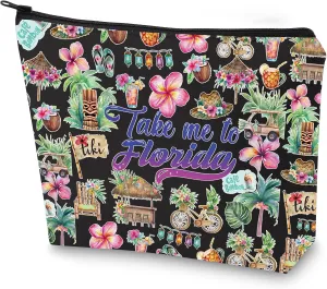 WZMPA Florida State Travel Cosmetic Bag - Souvenirs Gift Take Me To Florida Zipper Pouch - Vacation Merchandise