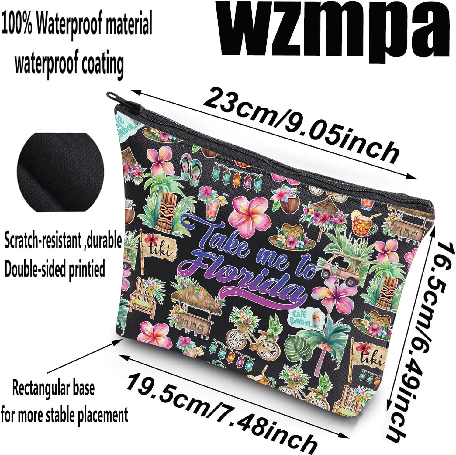 WZMPA Florida State Travel Cosmetic Bag - Souvenirs Gift Take Me To Florida Zipper Pouch - Vacation Merchandise