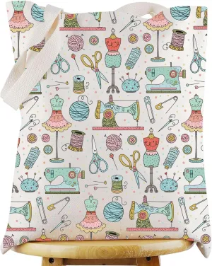 WZMPA Funny Sewing Cosmetic Makeup Bag Sewing Machine Gift Sewing Tools Canvas Zipper Pouch Bag Seamstress Quilters Gift (Sewing Tools TG)