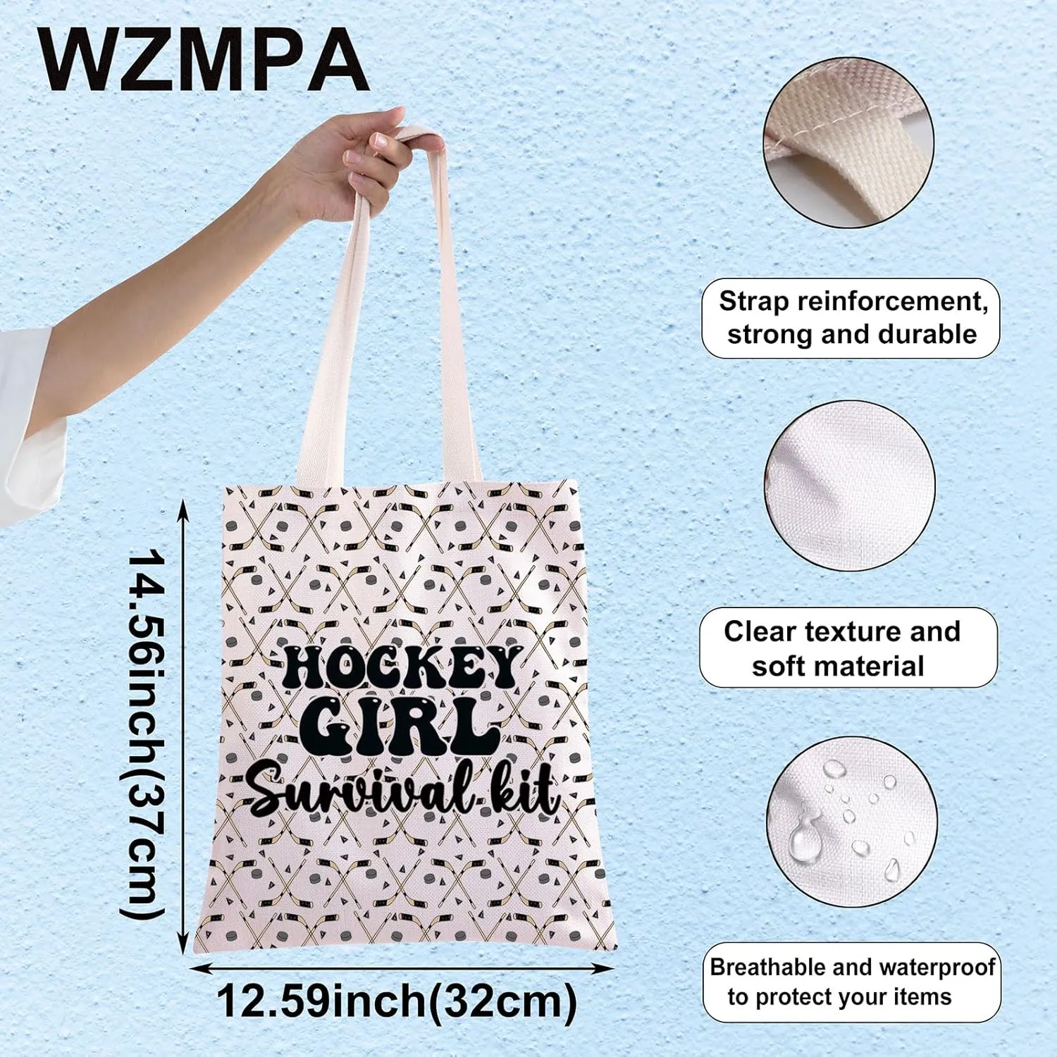 WZMPA Hockey Girl Survival Kit Hockey Lover Gift Hockey Player Makeup Pouch Bag Ice Hockey Sports Merchandise (Hockey Girl TG)