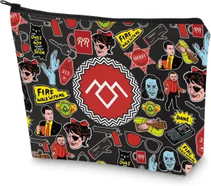 WZMPA Laura Palmer Travel Makeup Bag Dale Cooper Fans Gift Owl Cave Zipper Pouch Bag Laura Palmer Merchandise (Fire walk with me Bl)