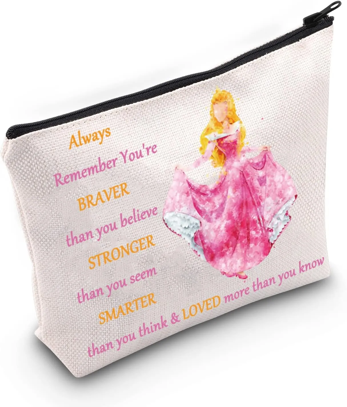 WZMPA Princess Cosmetic Makeup Bag Movie Fans Gift You Are Braver Stronger Smarter Than You Think Princess Makeup Zipper Pouch Bag For Women Girls (Always Sleeping)