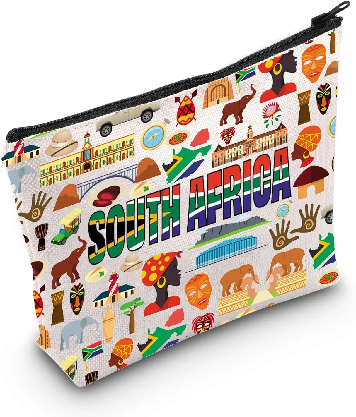 WZMPA South Africa Travel Bag South Africa Journey Gift South African Vacation Zipper Pouch Makeup Bag For South Africa Tourist (South Africa)