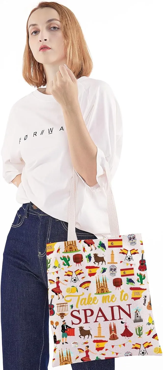 WZMPA Spain Travel Cosmetic Bag Spanish Souvenir Gift Take Me To Spain Zipper Pouch Bag Spain Vacation Gift (Take Spain TG)