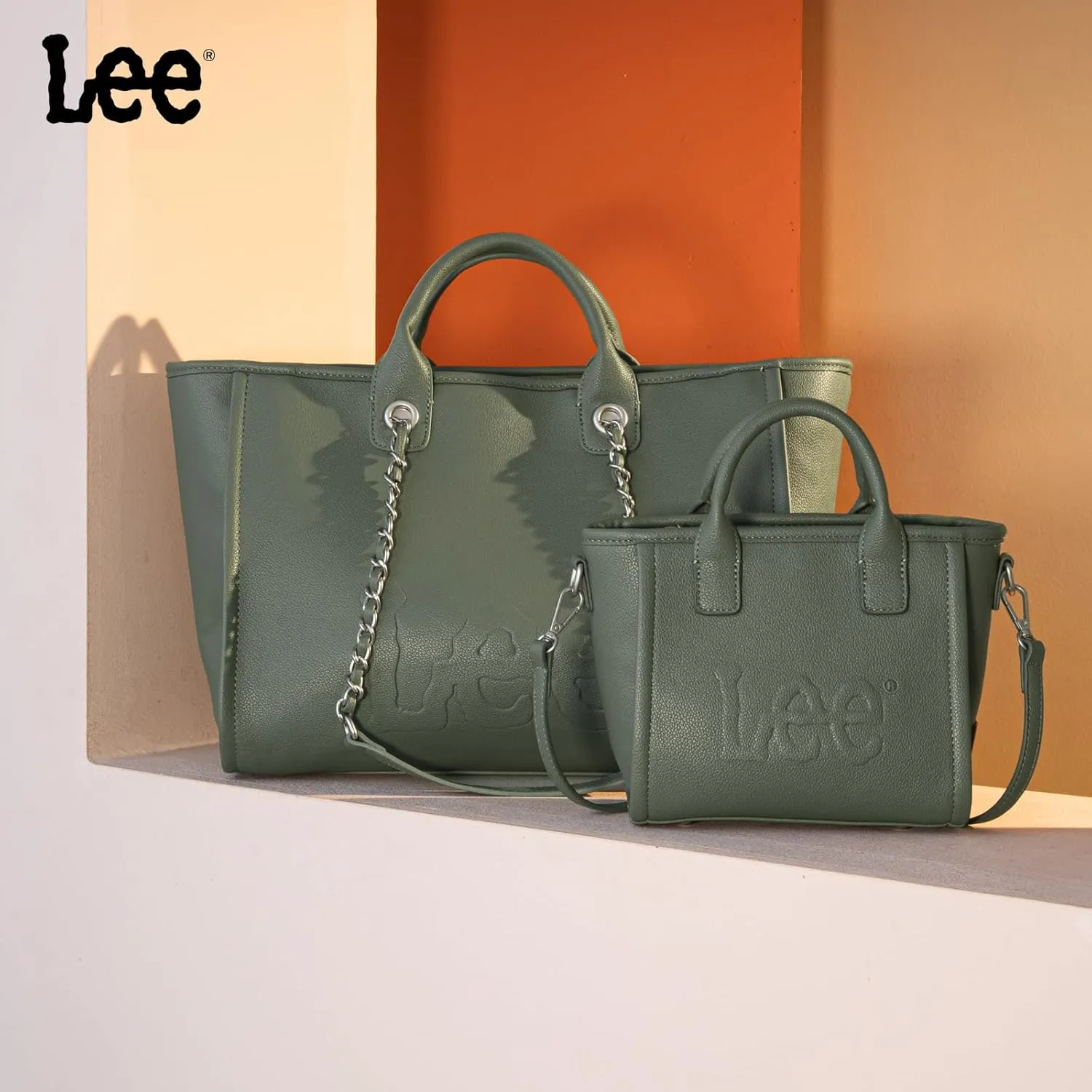 x Lee Large Shoulder Tote Bag for Women Vegan Leather Top-Handle Bag