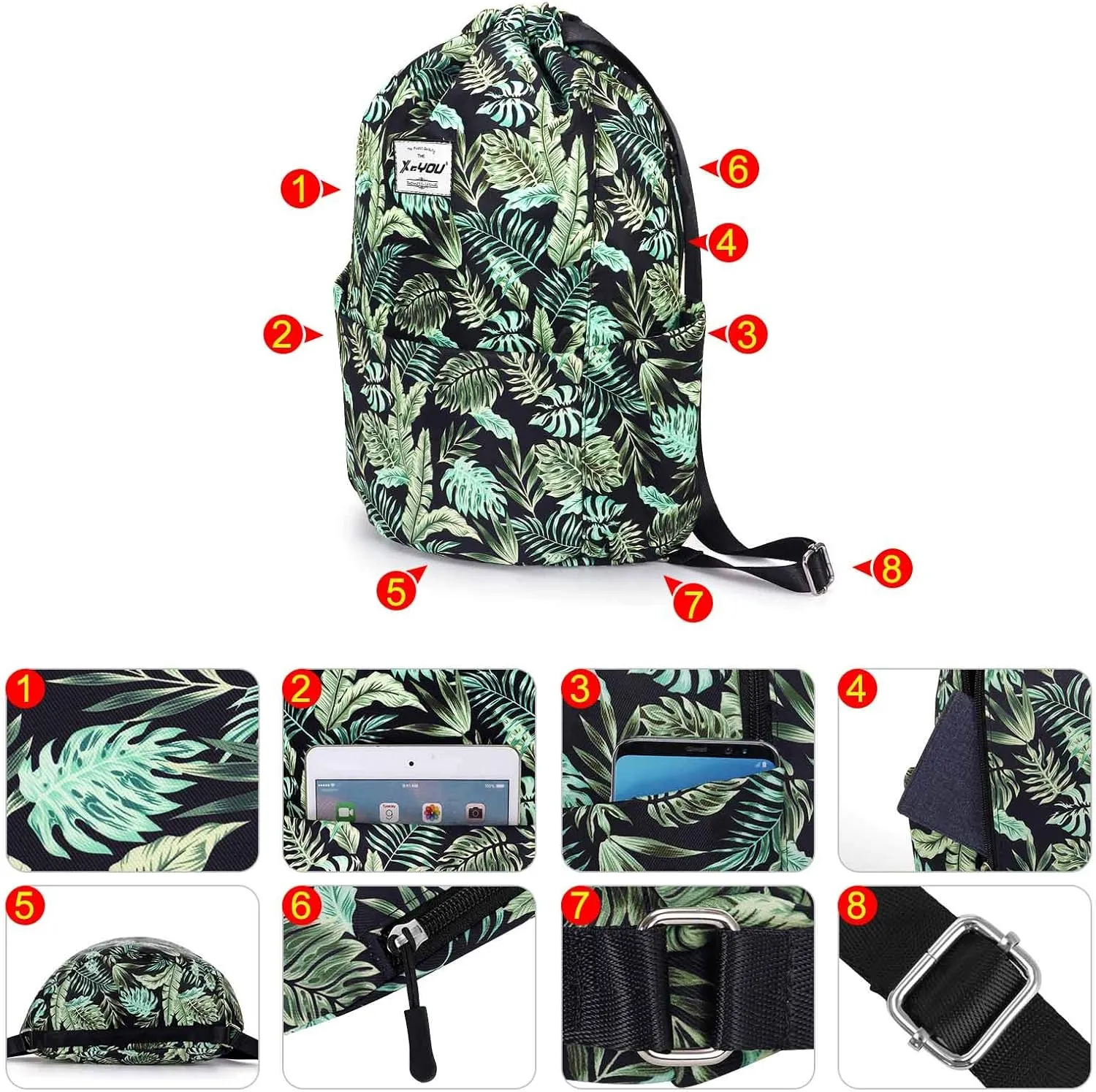 XEYOU Drawstring Sports Backpack Lightweight Gym Yoga Sackpack Shoulder Rucksack Casual Outdoor Daypack for Women and Men