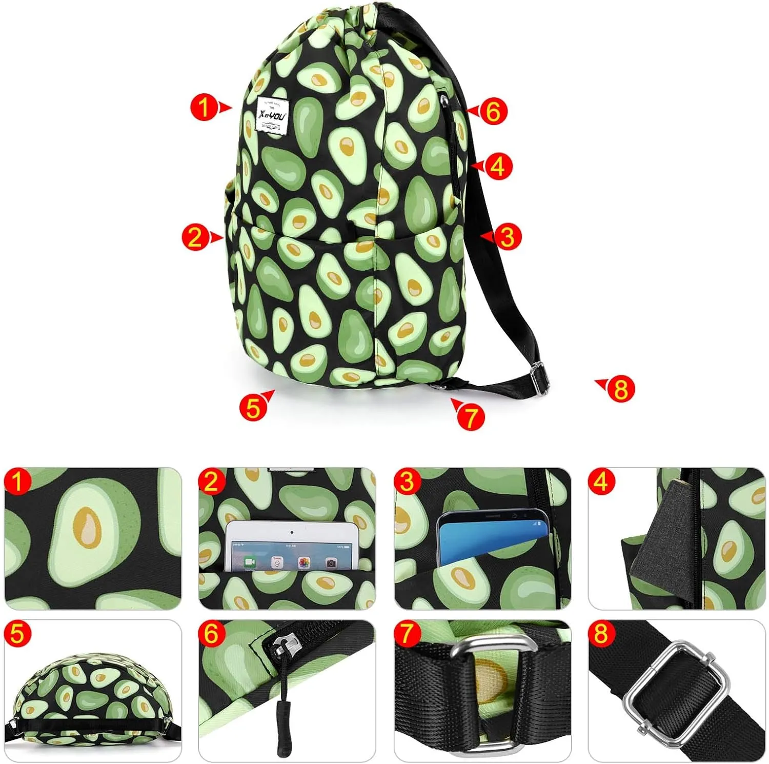 XEYOU Drawstring Sports Backpack Lightweight Gym Yoga Sackpack Shoulder Rucksack Casual Outdoor Daypack for Women and Men