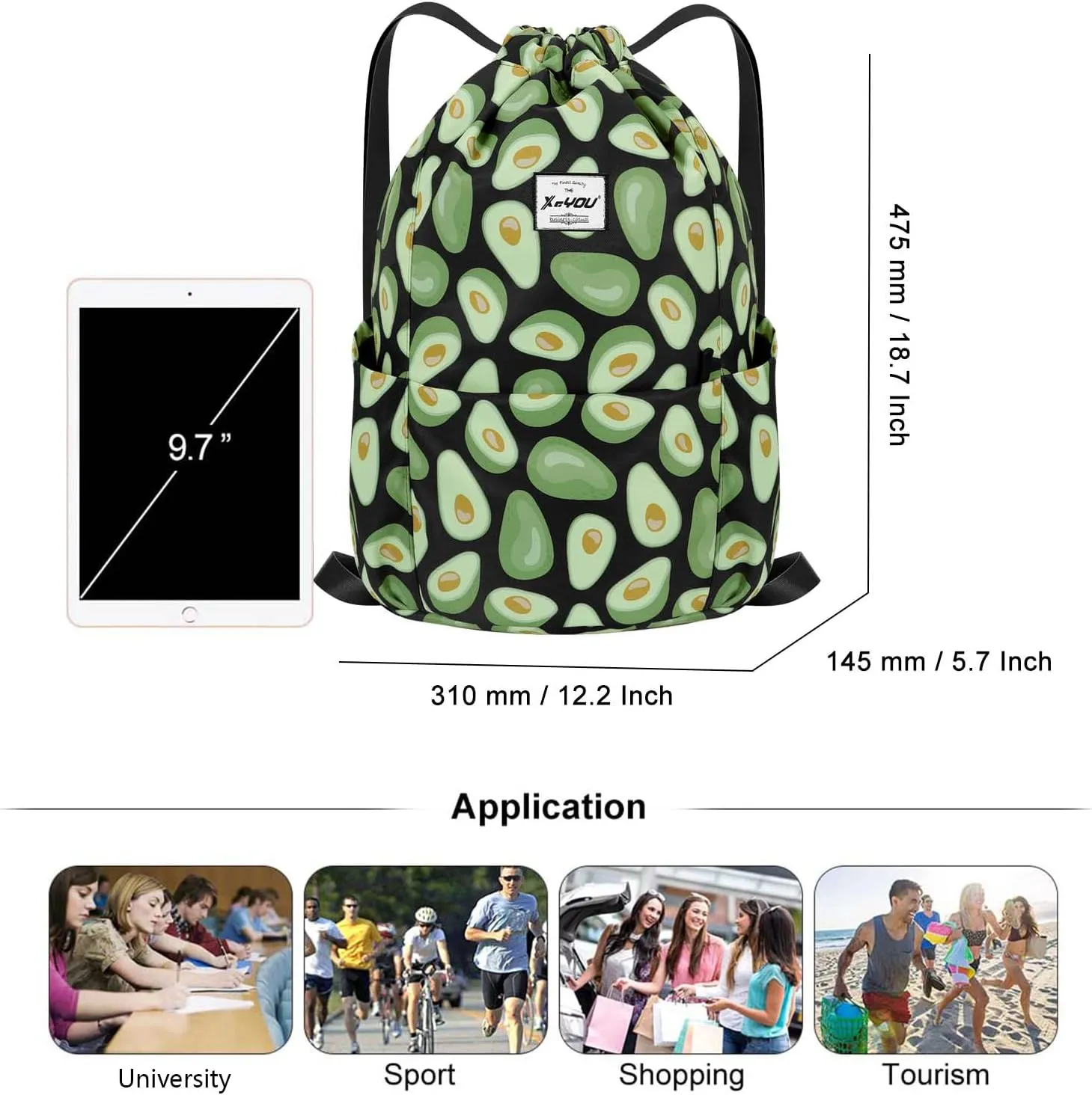 XEYOU Drawstring Sports Backpack Lightweight Gym Yoga Sackpack Shoulder Rucksack Casual Outdoor Daypack for Women and Men