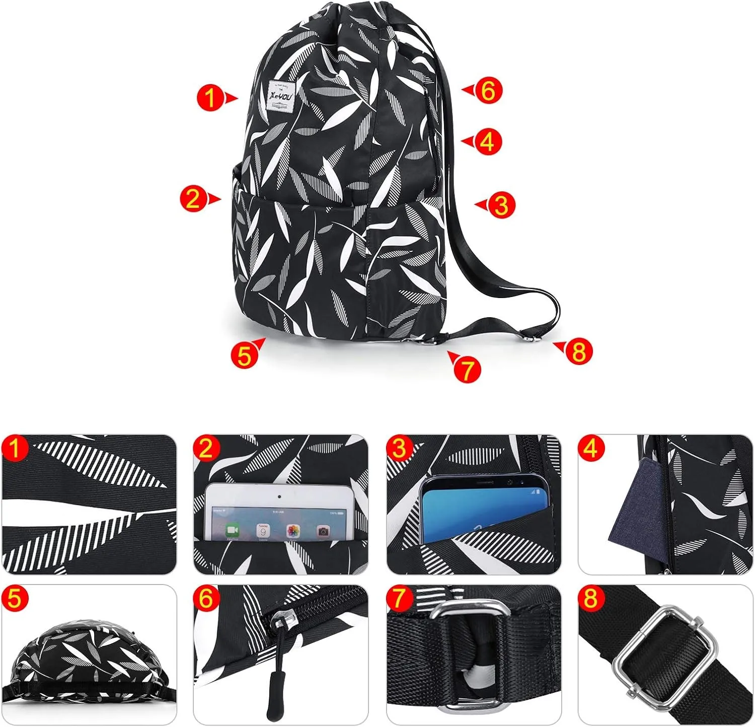 XEYOU Drawstring Sports Backpack Lightweight Gym Yoga Sackpack Shoulder Rucksack Casual Outdoor Daypack for Women and Men