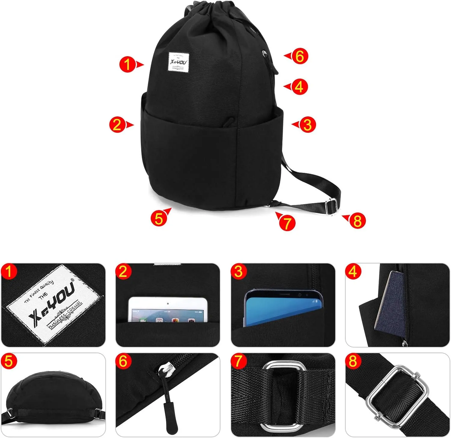 XEYOU Drawstring Sports Backpack Lightweight Gym Yoga Sackpack Shoulder Rucksack Casual Outdoor Daypack for Women and Men