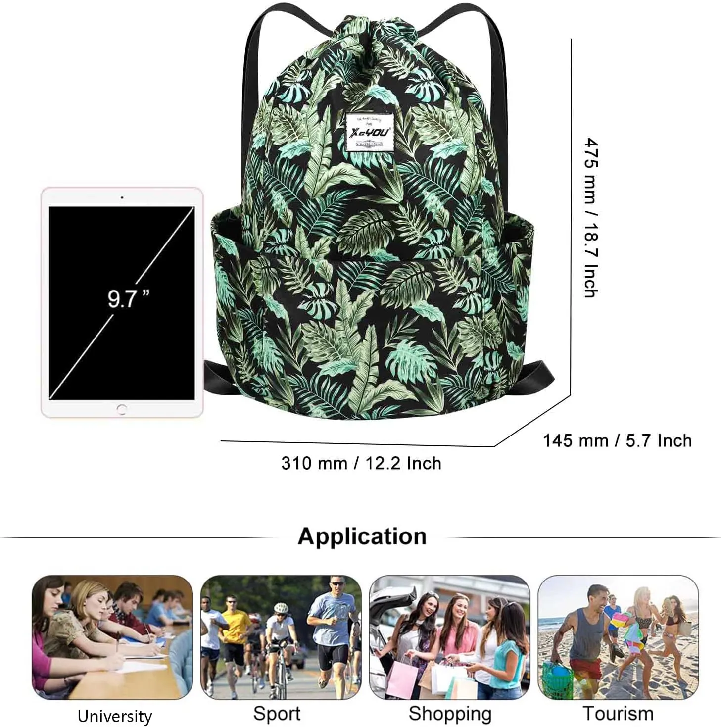 XEYOU Drawstring Sports Backpack Lightweight Gym Yoga Sackpack Shoulder Rucksack Casual Outdoor Daypack for Women and Men