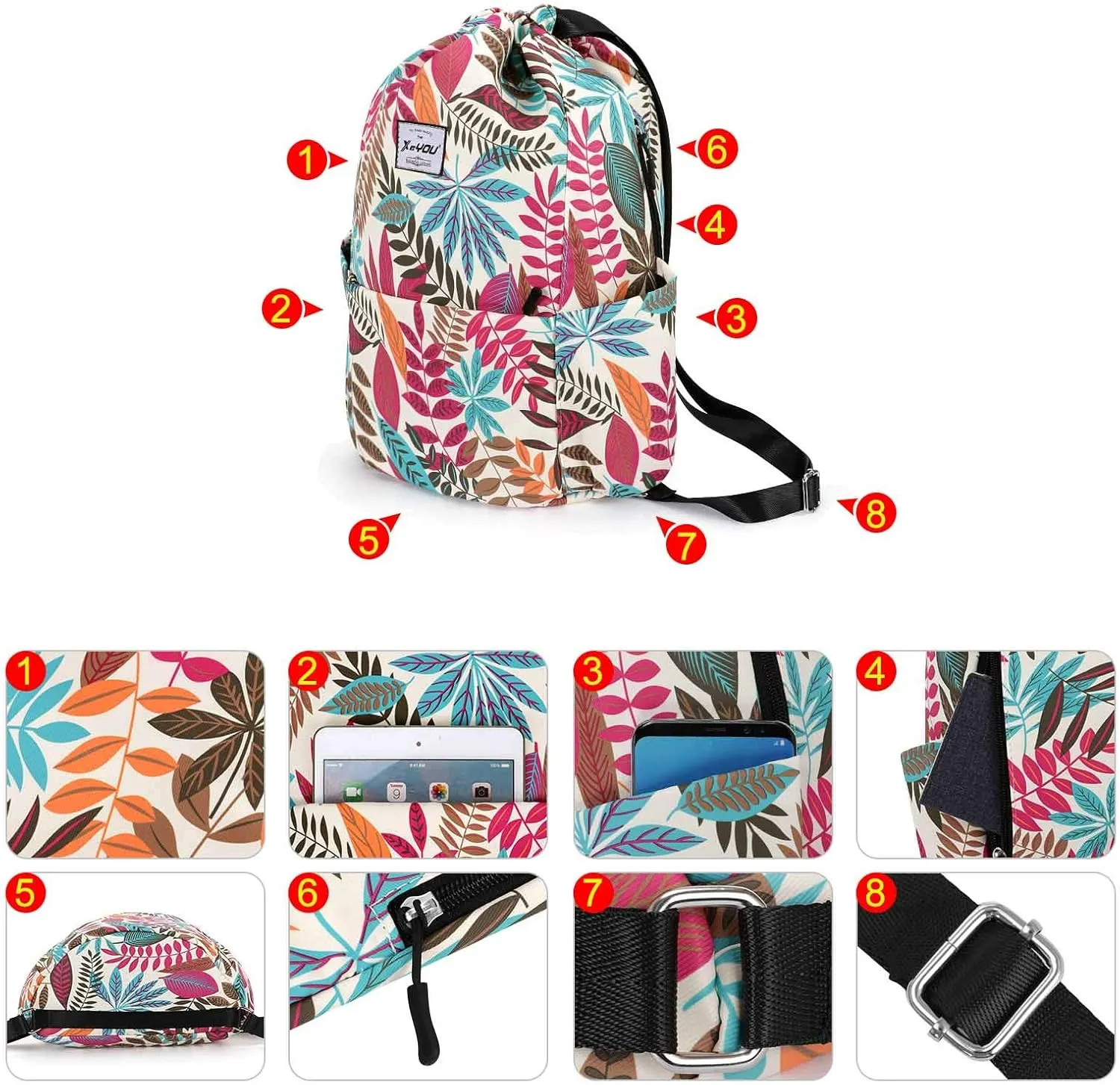 XEYOU Drawstring Sports Backpack Lightweight Gym Yoga Sackpack Shoulder Rucksack Casual Outdoor Daypack for Women and Men