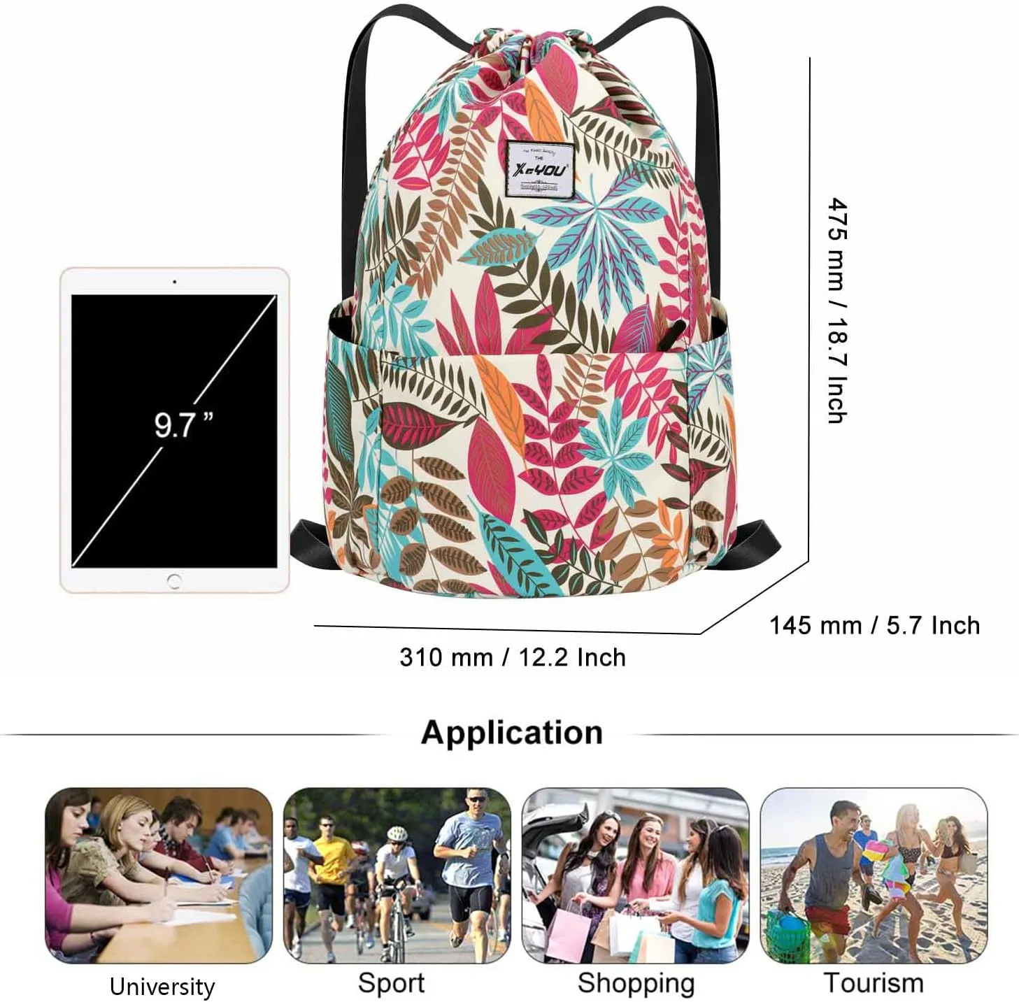 XEYOU Drawstring Sports Backpack Lightweight Gym Yoga Sackpack Shoulder Rucksack Casual Outdoor Daypack for Women and Men