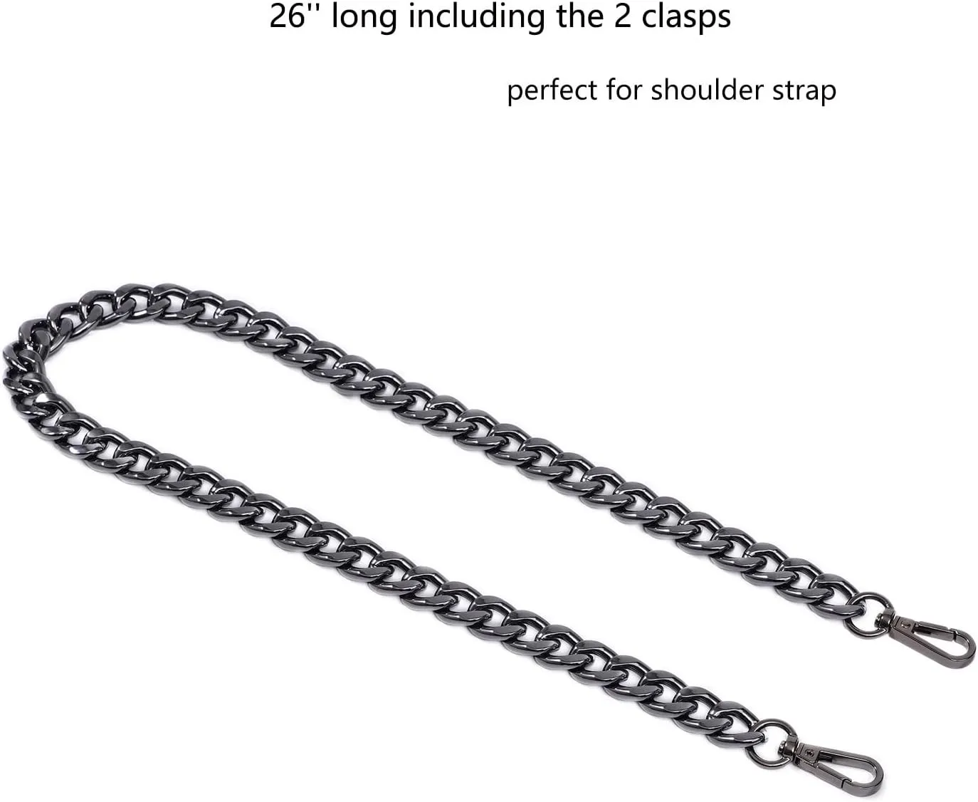 Xiazw Medium Size Fabulous Metal Shoulder Crossbody Purse Strap Replacement Bag Chain Accessories (26‘’, Black)