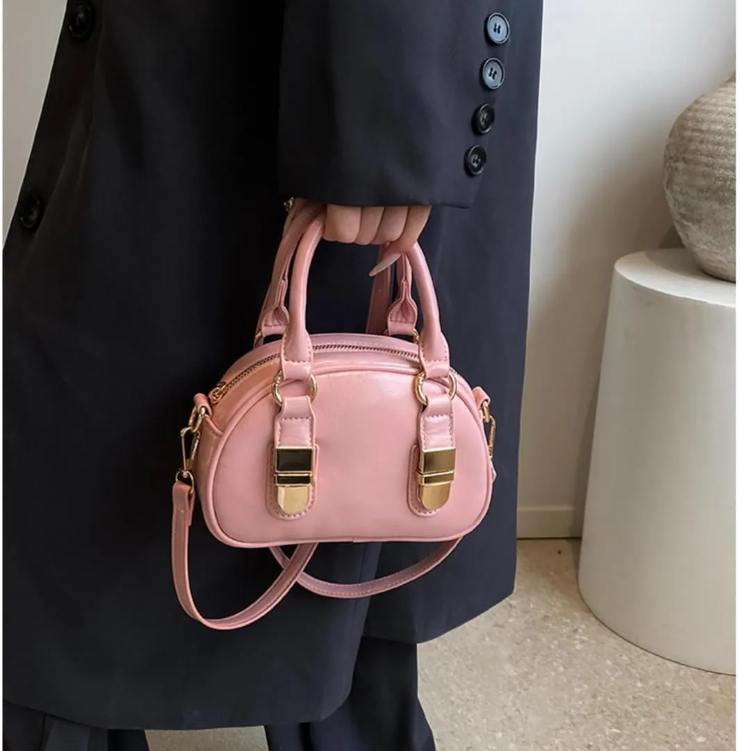 Y2k Small Leather Purse Trendy Crossbody Bag Top Handle Bag Fashion Retro Boston Shoulder Satchel Bag for Women