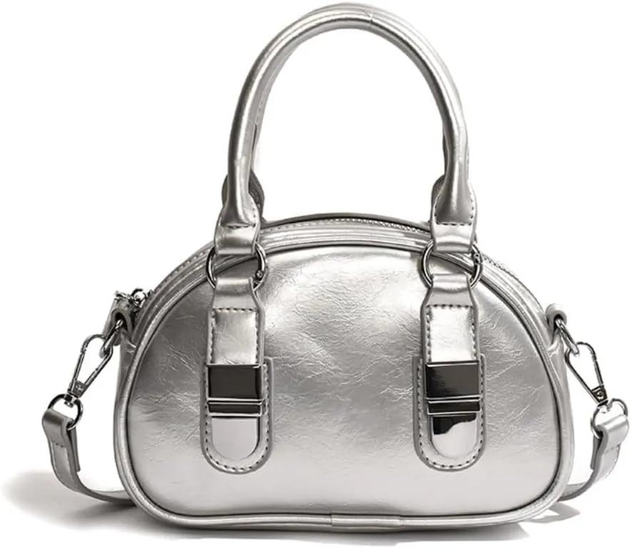 Y2k Small Leather Purse Trendy Crossbody Bag Top Handle Bag Fashion Retro Boston Shoulder Satchel Bag for Women