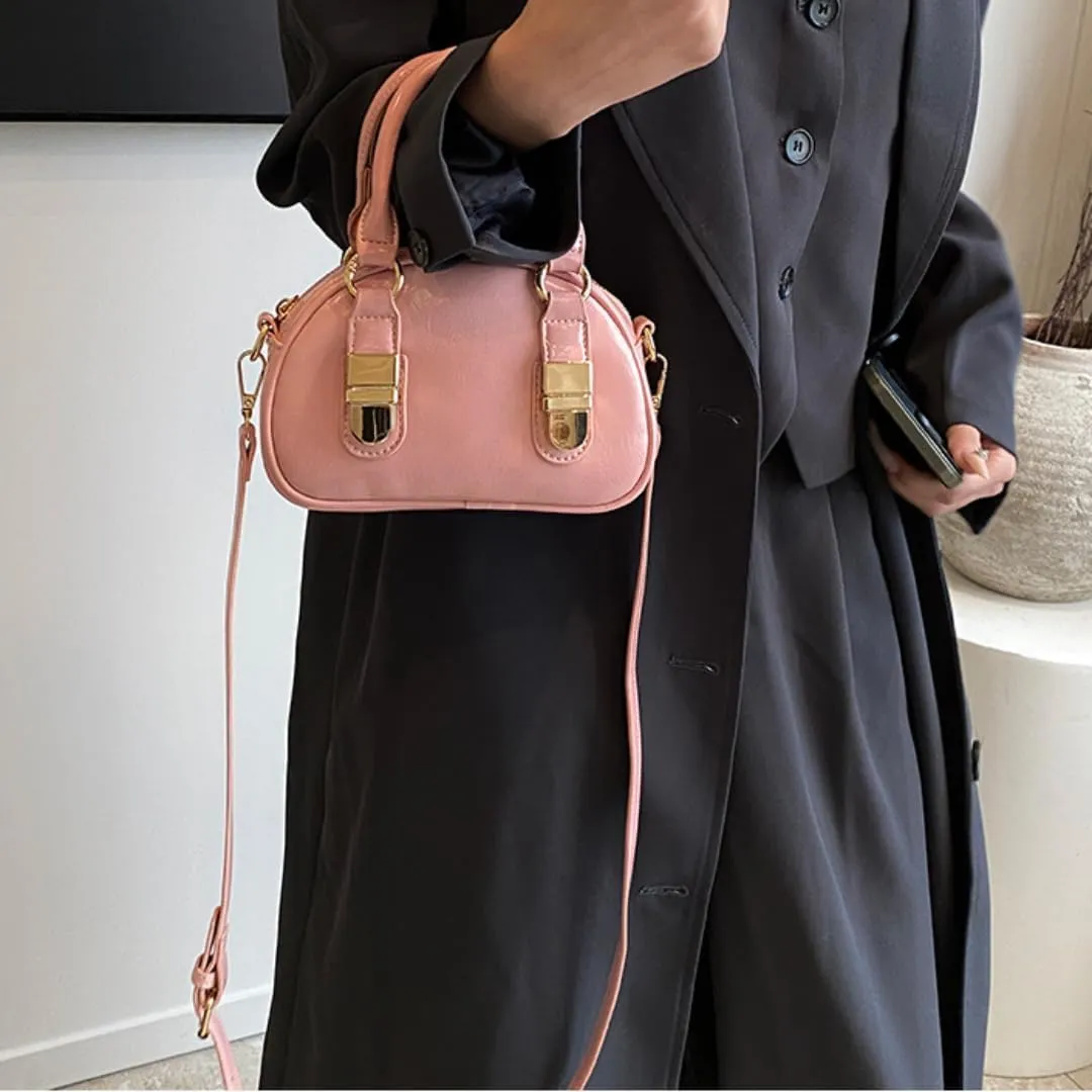 Y2k Small Leather Purse Trendy Crossbody Bag Top Handle Bag Fashion Retro Boston Shoulder Satchel Bag for Women