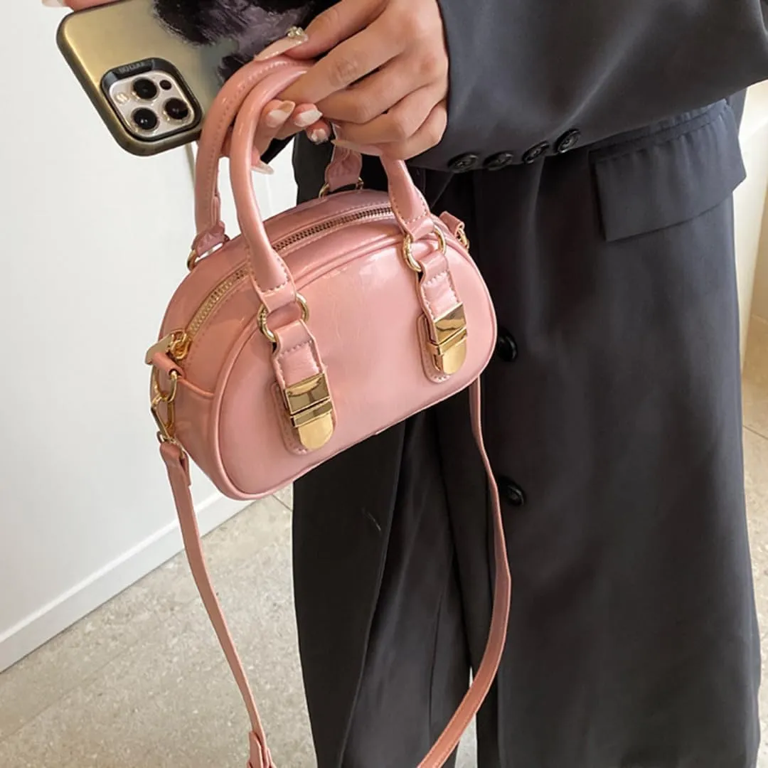 Y2k Small Leather Purse Trendy Crossbody Bag Top Handle Bag Fashion Retro Boston Shoulder Satchel Bag for Women