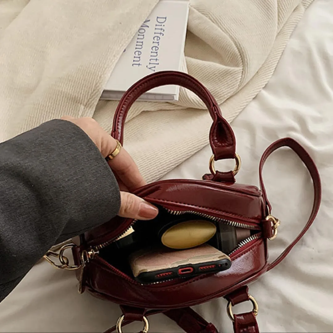 Y2k Small Leather Purse Trendy Crossbody Bag Top Handle Bag Fashion Retro Boston Shoulder Satchel Bag for Women