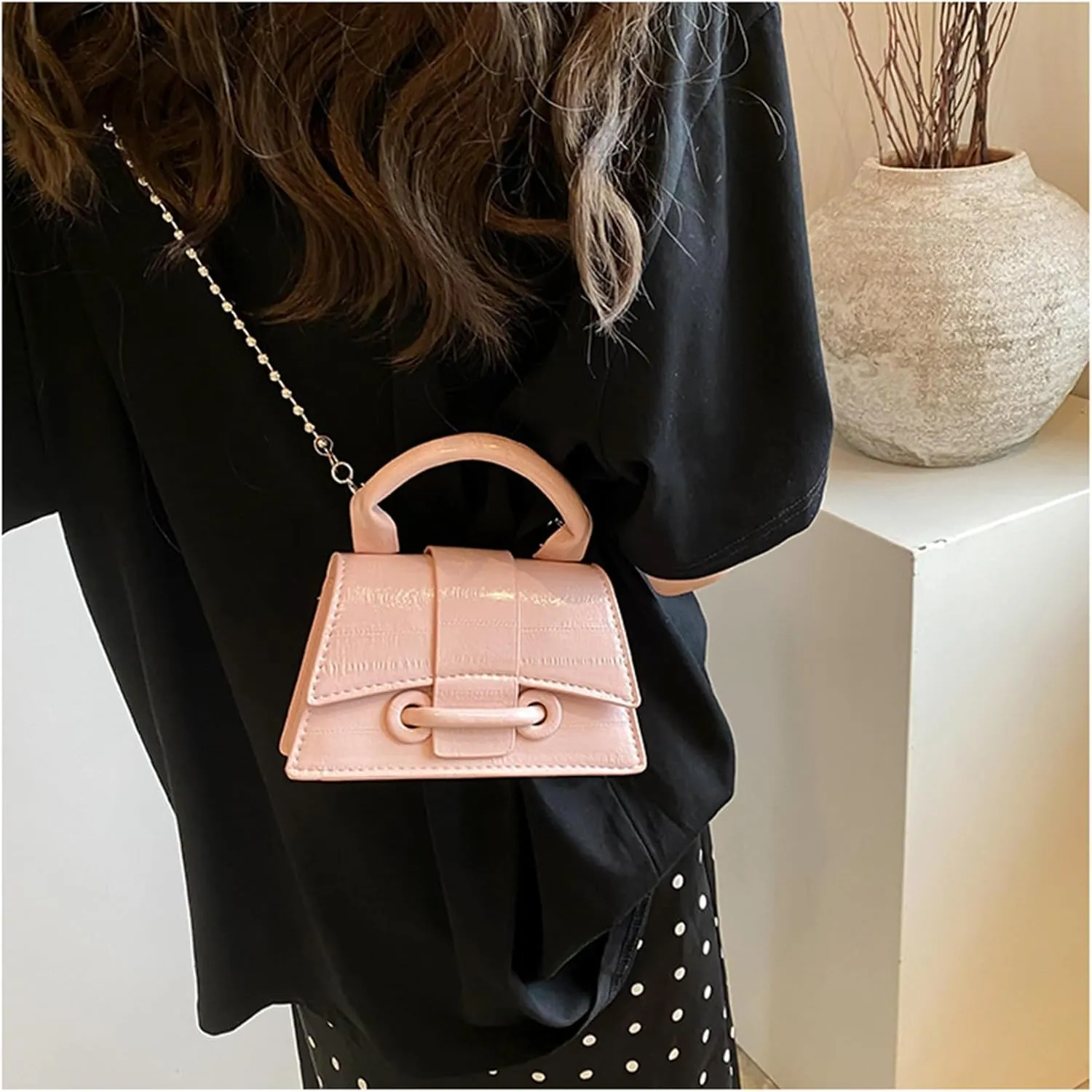 Y2K Top Handle Bag for Women, Stylish Mini Purses Crossbody Shoulder Bags, Clutch for Cocktail Party Prom