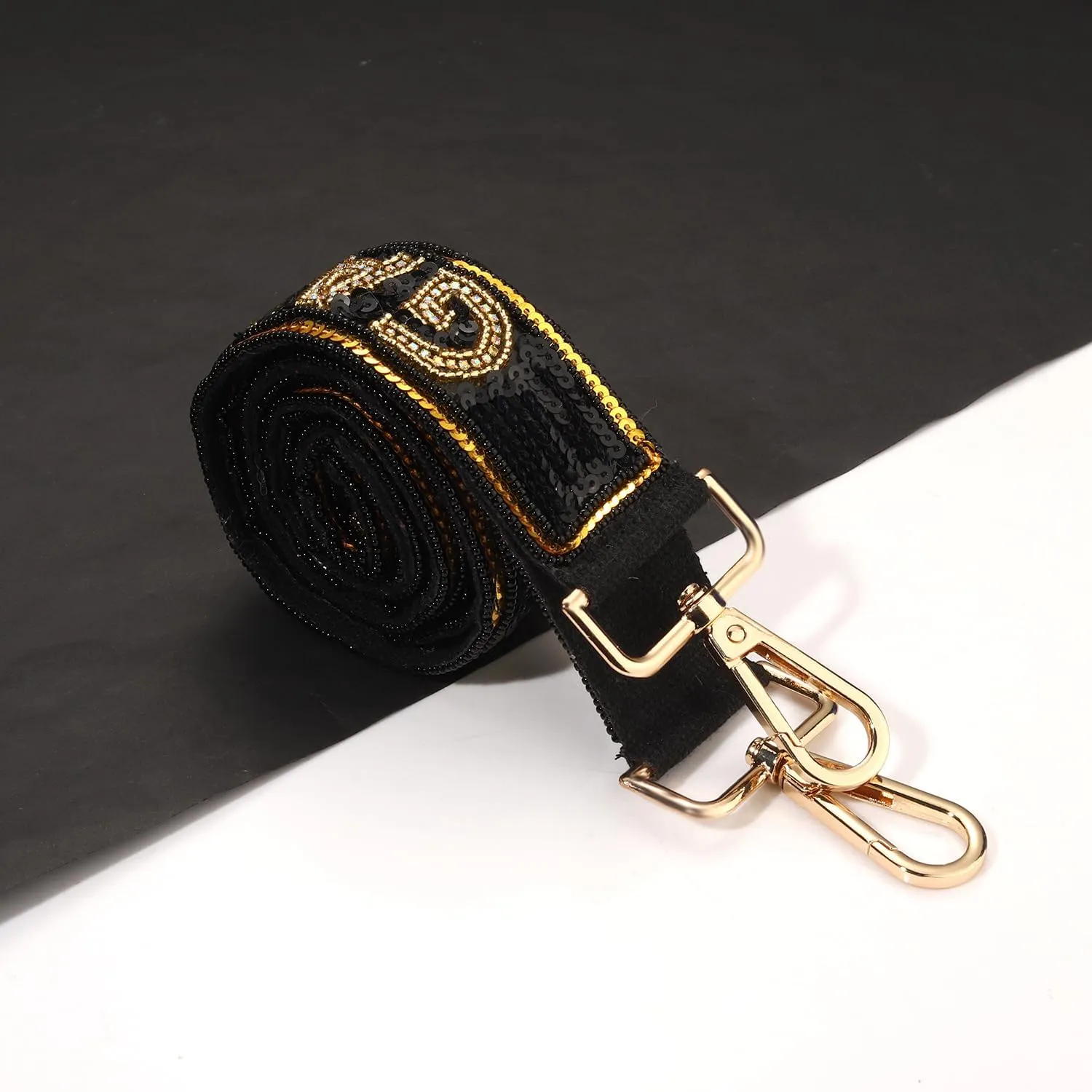 YAHPERN Beaded Purse Straps Game Day Purse Strap Replacement Sequin Crossbody Football Purse Strap for Stadium Clear Bag