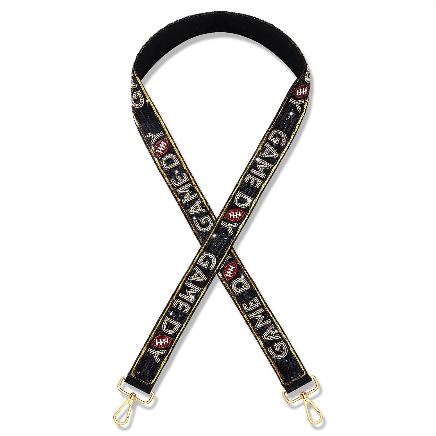 YAHPERN Beaded Purse Straps Game Day Purse Strap Replacement Sequin Crossbody Football Purse Strap for Stadium Clear Bag