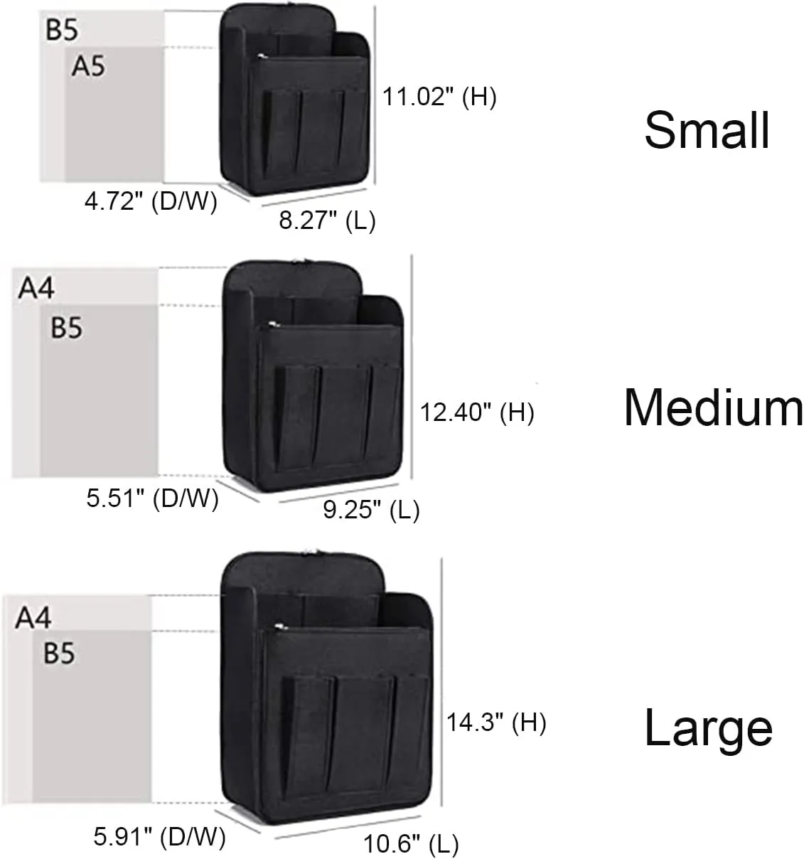 Yoillione Felt Backpack Organizer Insert for Women and Men, Large Travel Rucksack Insert with High Capacity, Lightweight Bag Organizer with Zipper Pocket