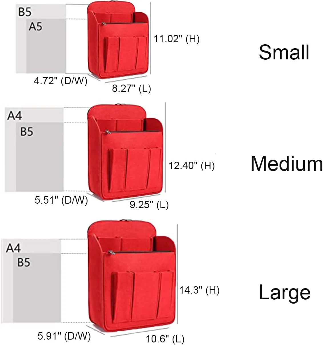 Yoillione Felt Backpack Organizer Insert for Women and Men, Large Travel Rucksack Insert with High Capacity, Lightweight Bag Organizer with Zipper Pockets